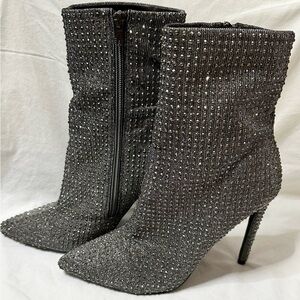 Steve Madden Rhinestone Black Stiletto Heel Boots
